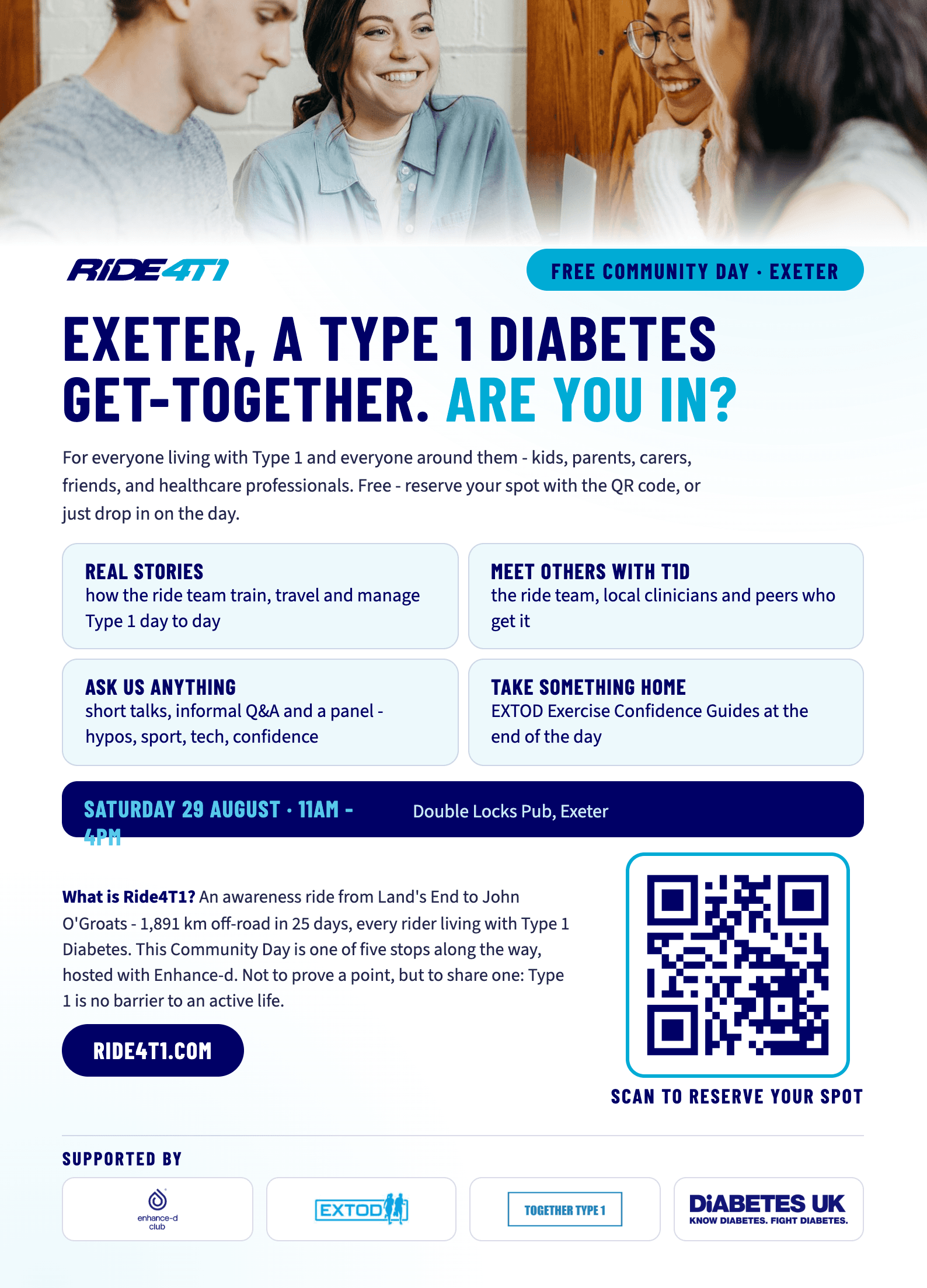 Ride4T1 Community Day poster - Exeter